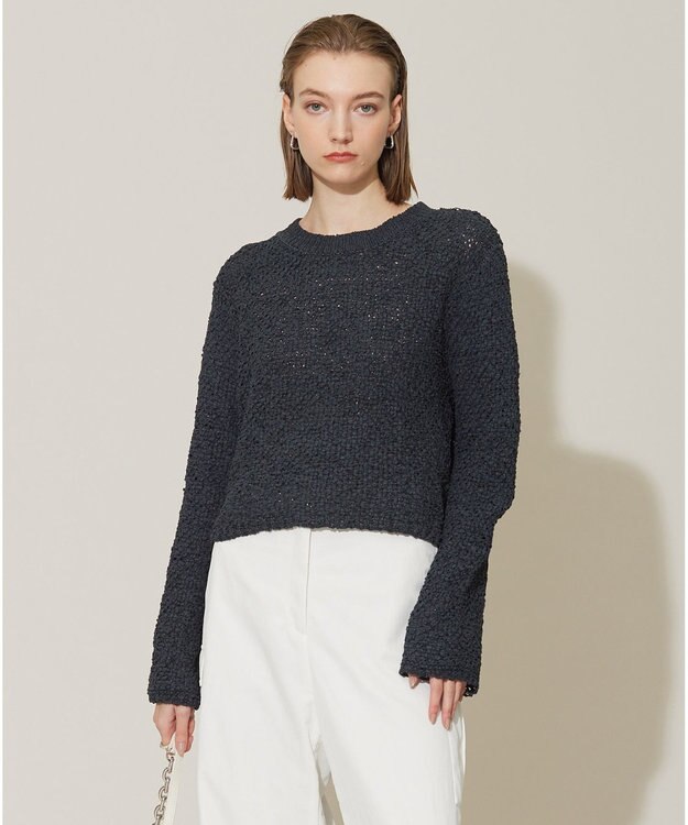 ICB 【洗える】スエードテープヤーン プルオーバー チャコール系