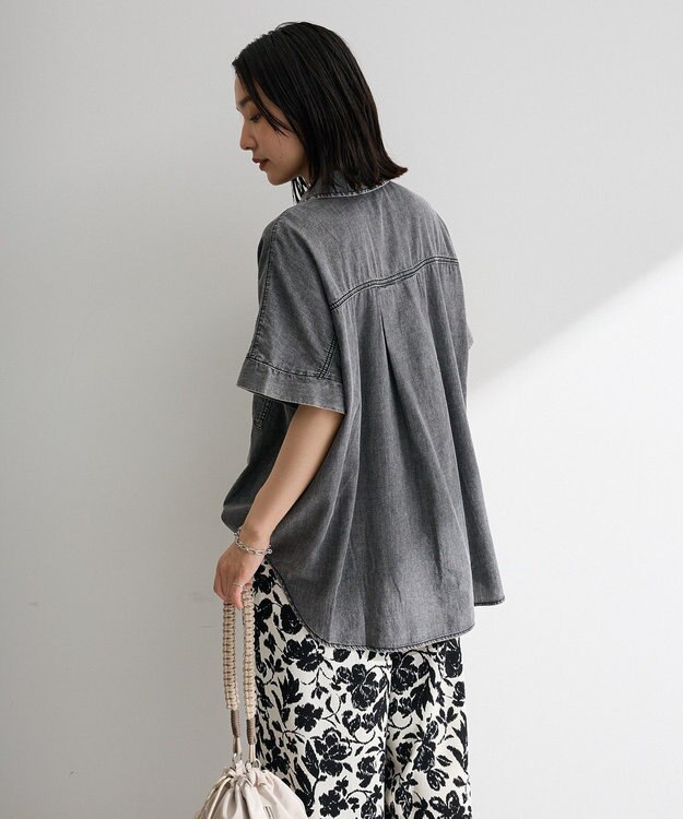 Green Parks シアーデニム２ＷＡＹビックドルマンシャツ Black