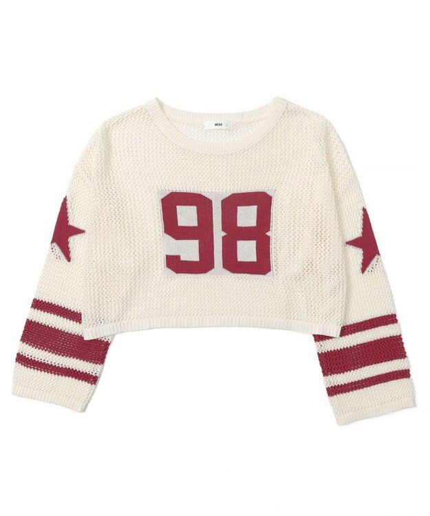 WEGO ナンバリングメッシュショートニット レッド