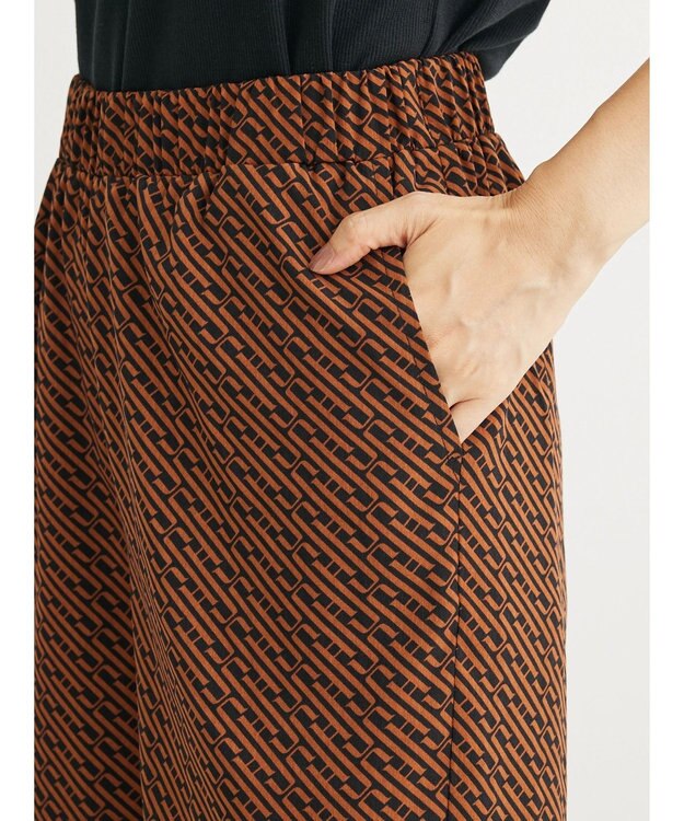 Green Parks ・ｆｕｒｒｙ　ｒａｔｅ　キカガクガラギャザーパンツ Brown