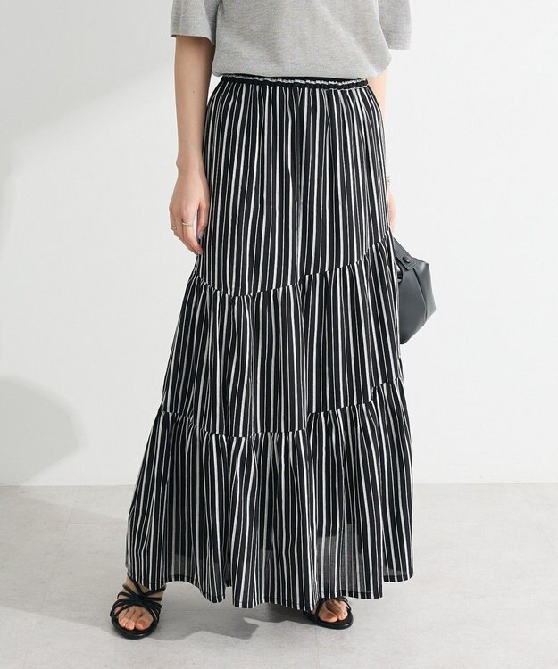 Green Parks ・ＥＬＥＮＣＡＲＥ　ＤＵＥ　ストライプフレアスカート Black