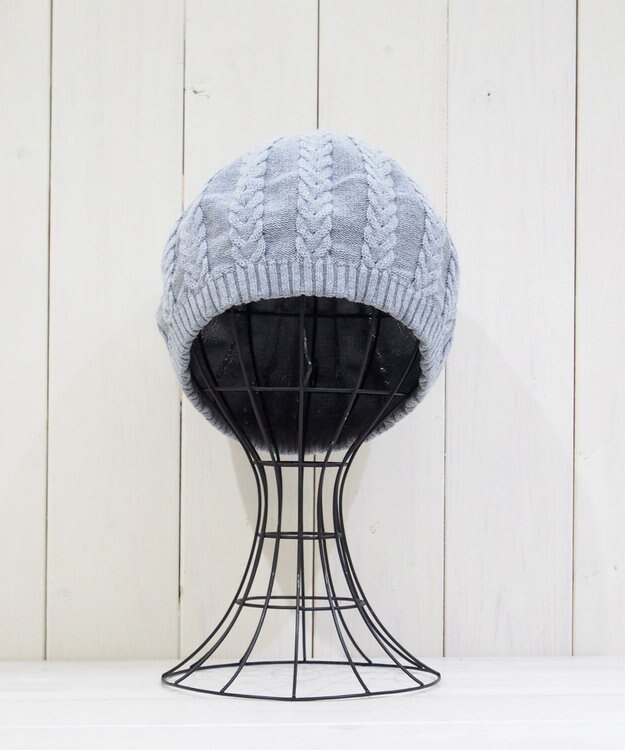 石田製帽 オーガニックコットン アラン編みベレー ブルーグレー