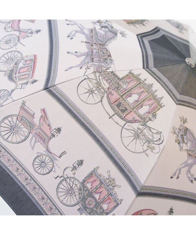 Marca Umbrella of Yokohama 晴雨兼用折りたたみ傘 (馬車行列) 日傘 ピンク×ブラック