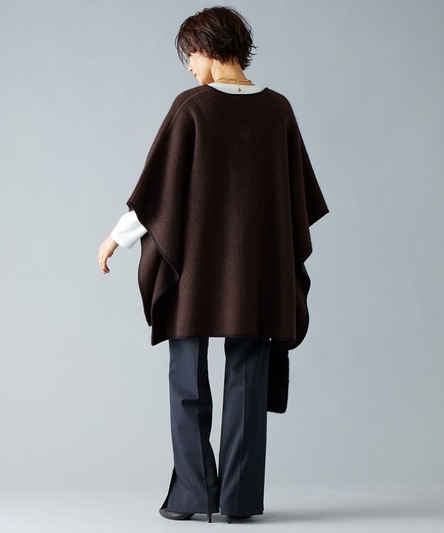 自由区 ヘリンボーン ポンチョ ダークブラウン系