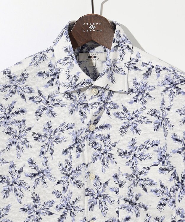 JOSEPH ABBOUD 【吸水速乾/ストレッチ/ノルマンディーリネン】リネンハニカム プリントジャージー シャツ ライラック系6