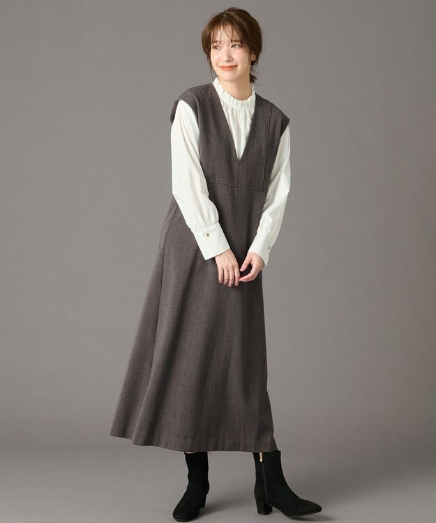 ANY 【洗濯機可】ライトツイードジャンスカ モカ