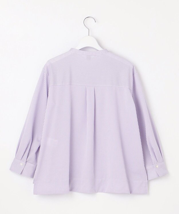 J.PRESS LADIES 【WEB限定カラーあり】ストライプジャカード バンドカラー カットソー ラベンダー系1