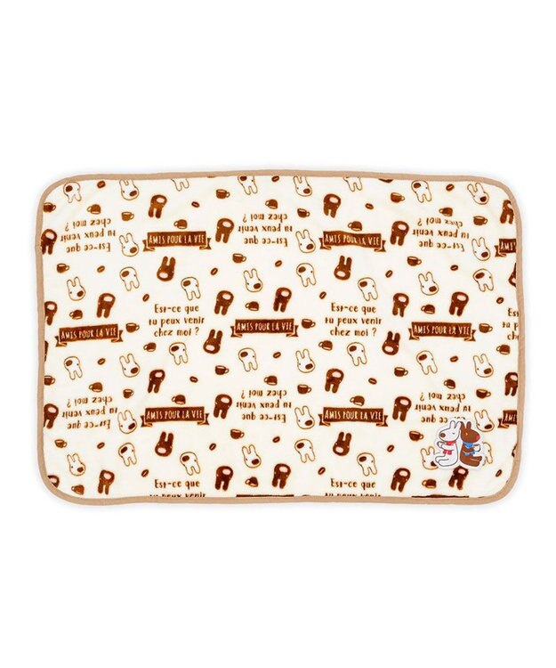 PET PARADISE リサとガスパール ブランケット 《カフェ柄》 ホワイト×ブラウン