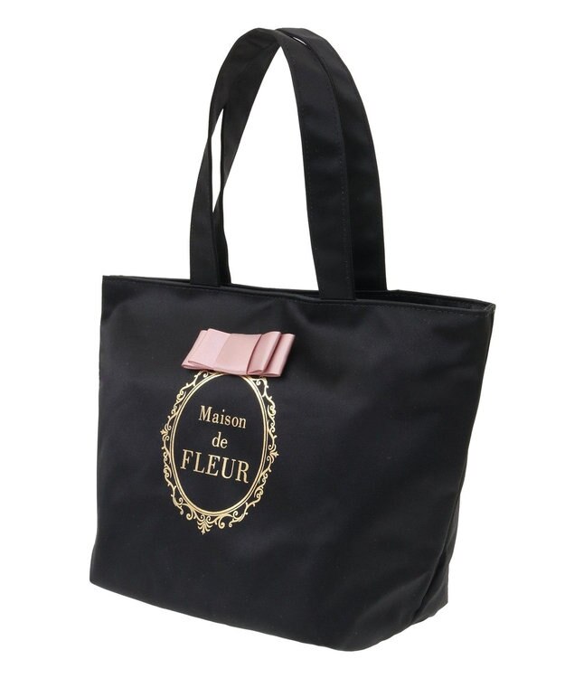 Maison de FLEUR EC限定フレームロゴサテンバッグ Black