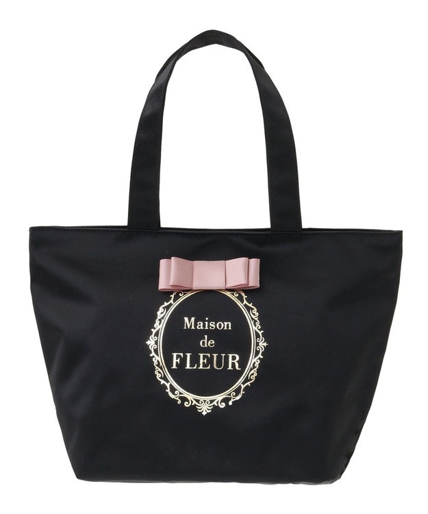 Maison de FLEUR EC限定フレームロゴサテンバッグ Black