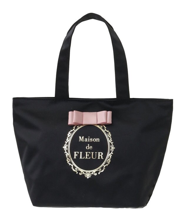 Maison de FLEUR EC限定フレームロゴサテンバッグ Black