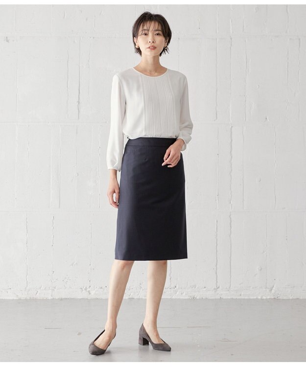 J.PRESS LADIES L BAHARIYE SOLID フレアースカート ネイビー系