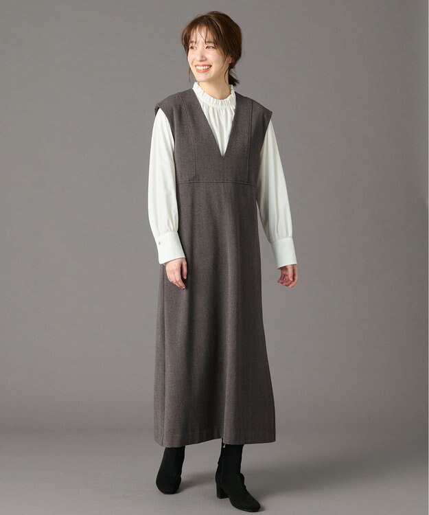 ANY 【洗濯機可】ライトツイードジャンスカ モカ