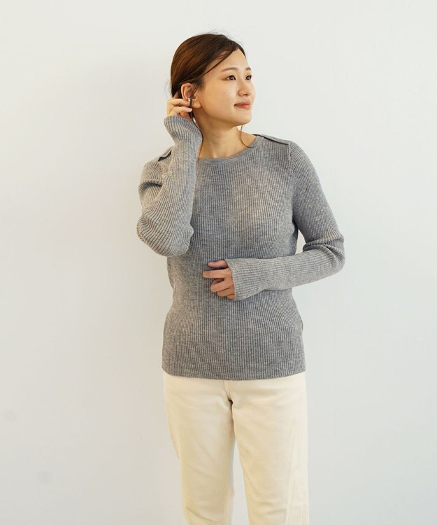 TOQUE 〈大草直子さんアドバイザー〉ベビーアルパカ ミドルゲージ ボートネックニット グレー