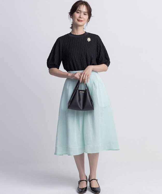 組曲 S 【WEB限定】シアーボイルタックフレア スカート スモーキーグリーン系
