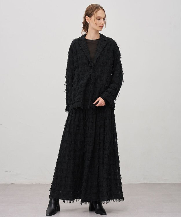 uncrave フリンジレース ティアードスカート ブラック