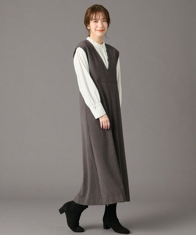 ANY 【洗濯機可】ライトツイードジャンスカ モカ