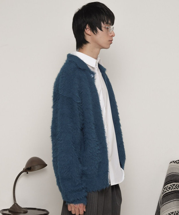 WEGO 【ユニセックス着用ITEM】フェザーニットボタンシャツ ブルー