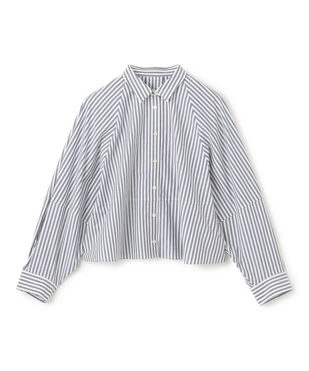 UNFILO コットンブロード フォルムシャツ ネイビーストライプ