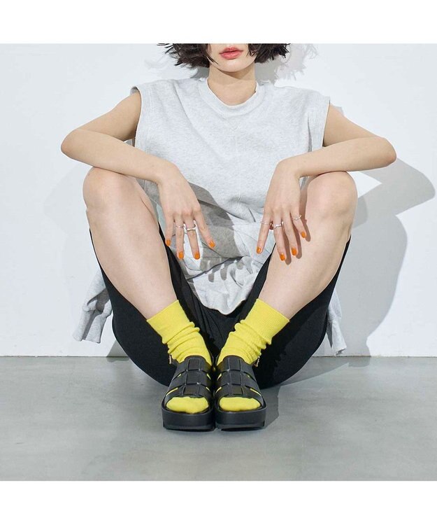 MODE ET JACOMO <MODE ET JACOMO>厚底グルカデザインウエッジサンダル ブラック