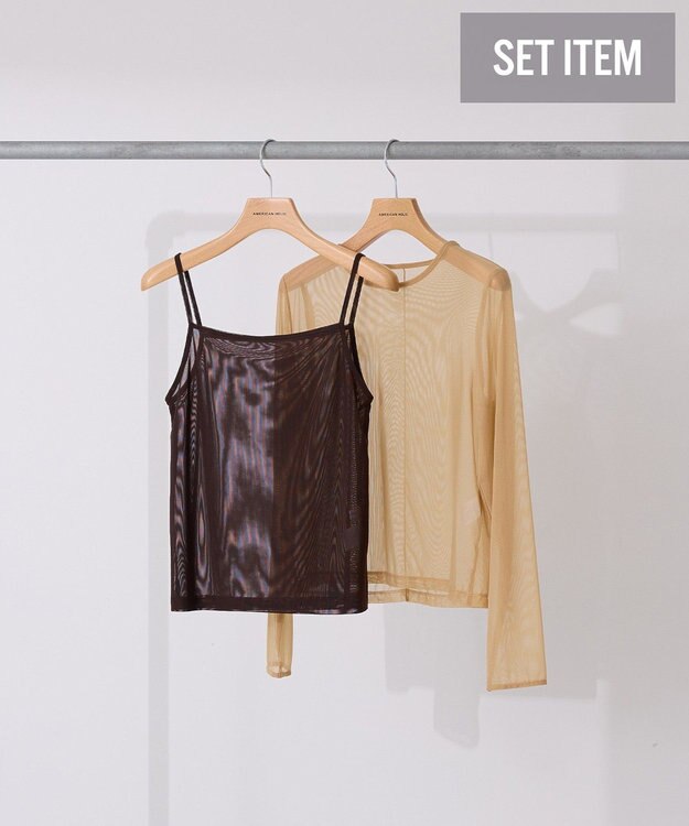 AMERICAN HOLIC 【２点セット】チュールキャミレイヤードトップス Beige