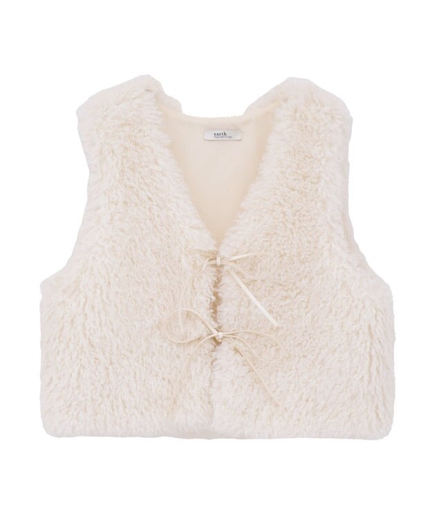 earth music&ecology フェイクファーショートジレ Ivory