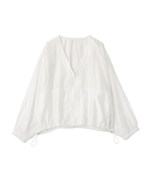 Green Parks シアーＺＩＰＶネックブルゾン Off White