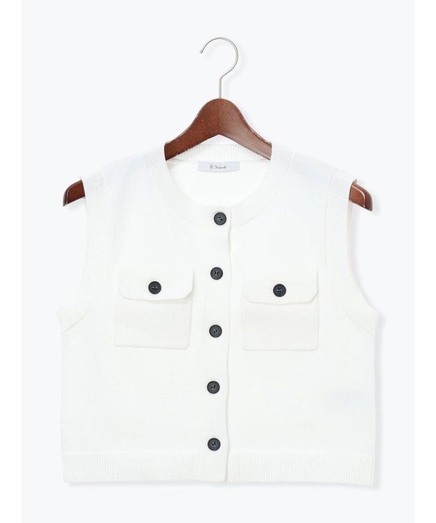 Te chichi ポケット付きニットベスト オフホワイト