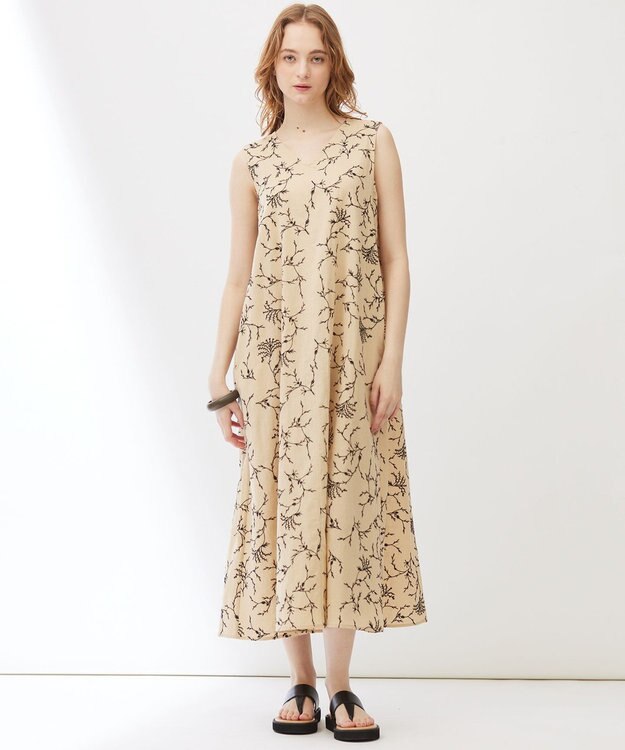 23区 【Indian Factory】フラワーエンブロイダリー ワンピース ベージュ系