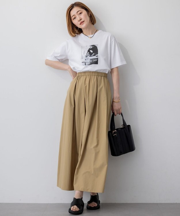 23区 L 【SLOW/一部店舗限定】UVカット/撥水/接触冷感 ナイロンタスランタフタ スカート ベージュ系