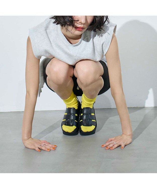 MODE ET JACOMO <MODE ET JACOMO>厚底グルカデザインウエッジサンダル ブラック