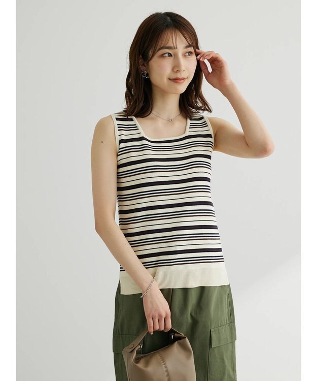 Green Parks スクエアネックニットタンクトップ Charcoal Gray