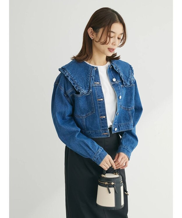 Green Parks ・Ｄｏｕｂｌｅ　Ｆｌａｇｓ　　フリルカラーＧジャン Indigo