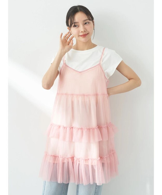 earth music&ecology チュールミニキャミワンピース Pink