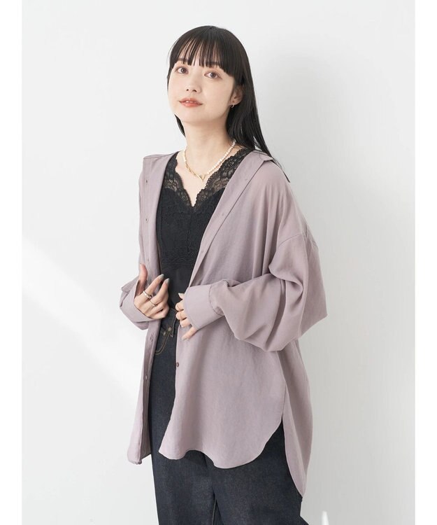 earth music&ecology シアーボーイズライクシャツ Off White