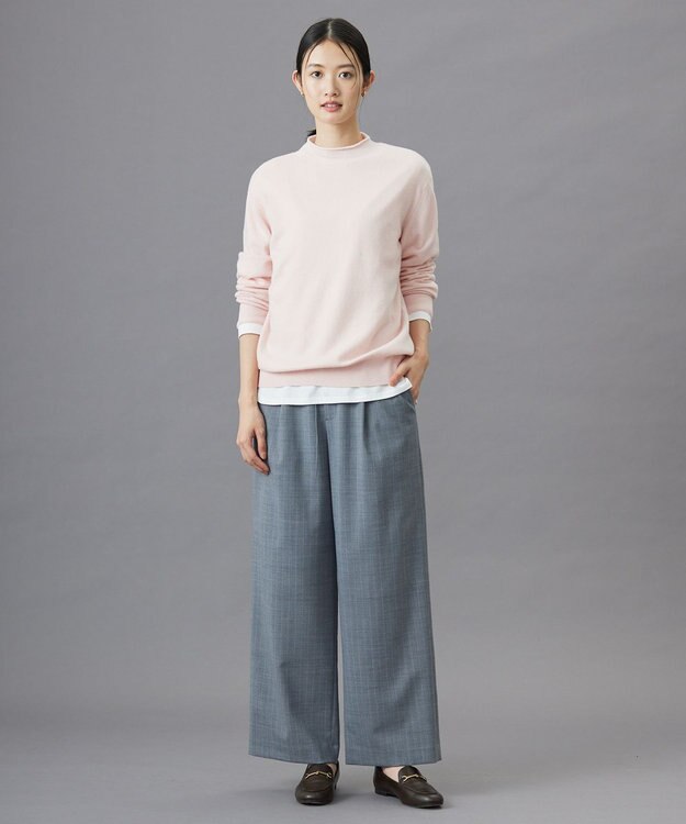 J.PRESS LADIES L プレーティング シャツテール ロングスリーブ Tシャツ ホワイト系