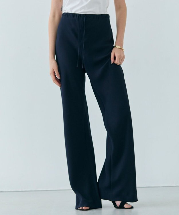 BEIGE， 【洗える】FLEUR / ウエストゴムイージーワイドパンツ Navy