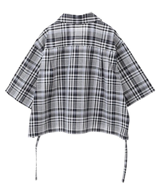 Green Parks 綿麻混裾ドロスト開襟シャツジャケット Check