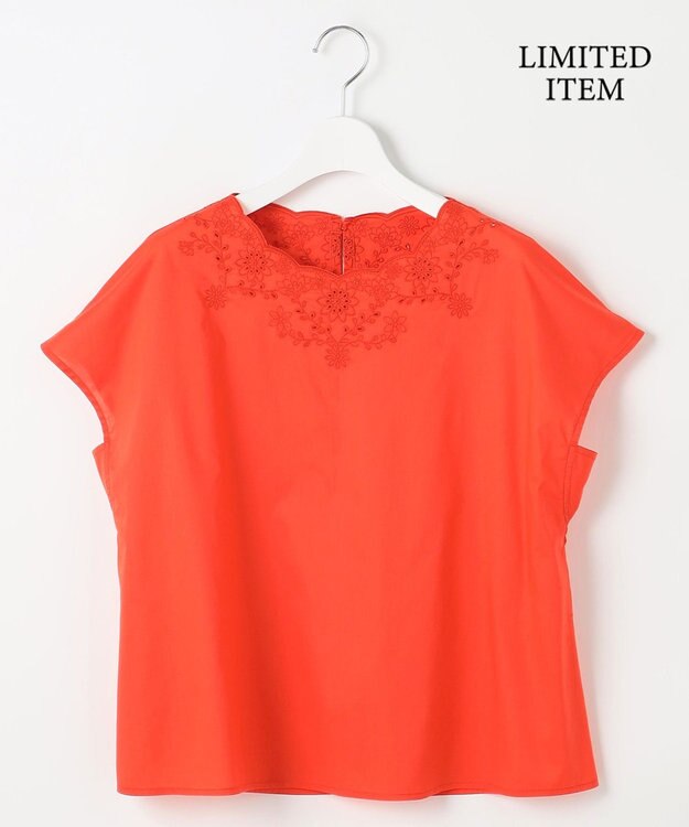 自由区 S 【WEB限定・接触冷感・洗える】エンブロイダリーローンプルオーバー ブラウス マンダリン