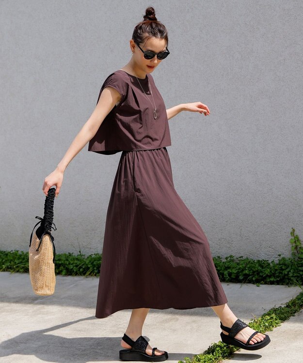 ANY SIS L 【撥水・UVカット】ウォーターサイド ワンピース ブラウン