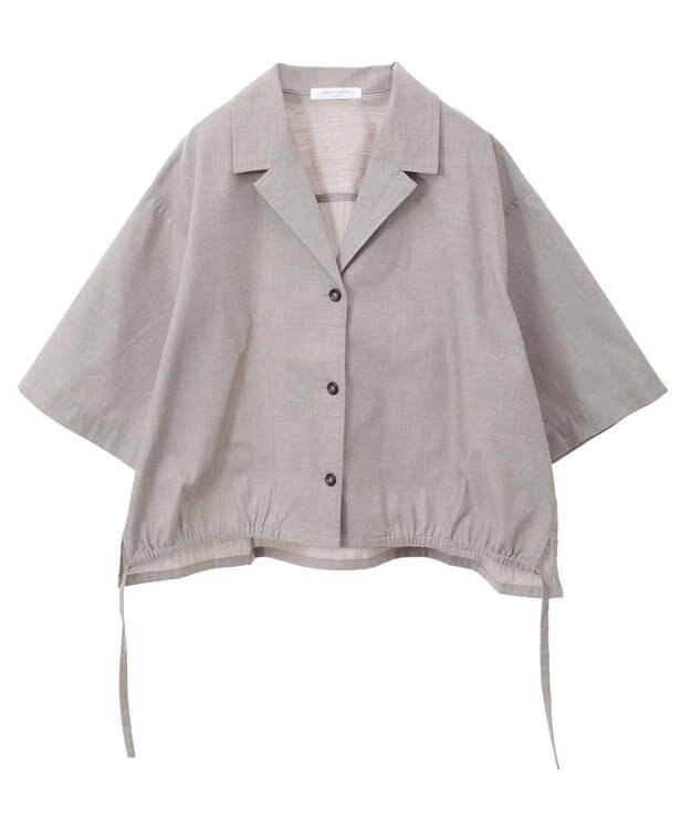 Green Parks 綿麻混裾ドロスト開襟シャツジャケット Light Beige