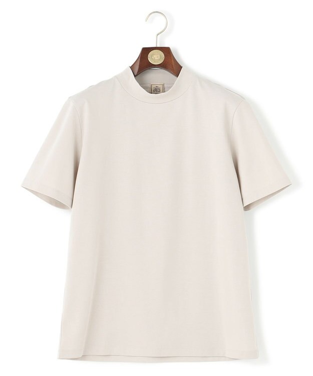 J.PRESS MEN シルクのような光沢感の上品Tシャツ【UVカット / 接触冷感 / 吸水速乾】【J.PRESS PREMIUM JERSEY】ポンチモックネック Tシャツ ライトグレー系