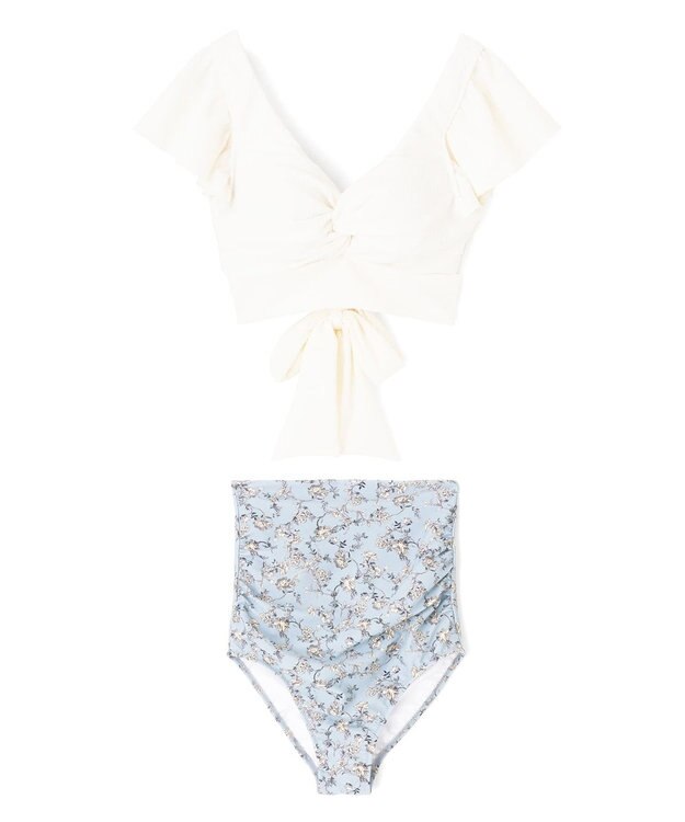 San-ai Resort（三愛水着楽園） 【San-ai Resort×PEACH JOHNコラボ】【ナイスバディ水着】フリルワイヤービキニ　9M・11L ホワイトブルー