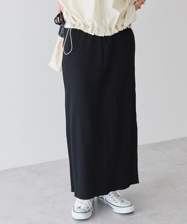 AMERICAN HOLIC 【WEB限定】針抜きテレコタイトスカート Black