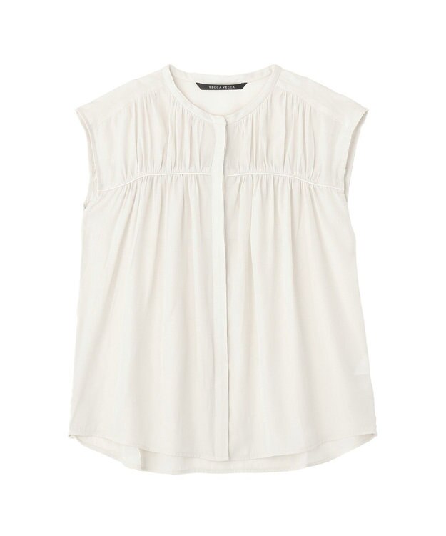 YECCA VECCA <<接触冷感>>フレンチスリーブギャザーブラウス Off White