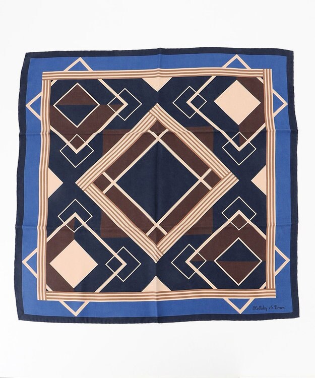 JOSEPH ABBOUD 【イタリア製】ランダムスクエア スカーフ ネイビー系6