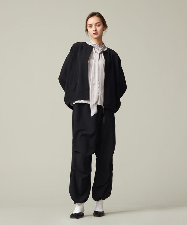 J.PRESS YORK STREET 【WOMEN】ジャージライクツイル ドルマンブルゾン ブラック系