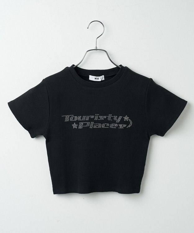 WEGO ラインストーンリブちびT ブラック