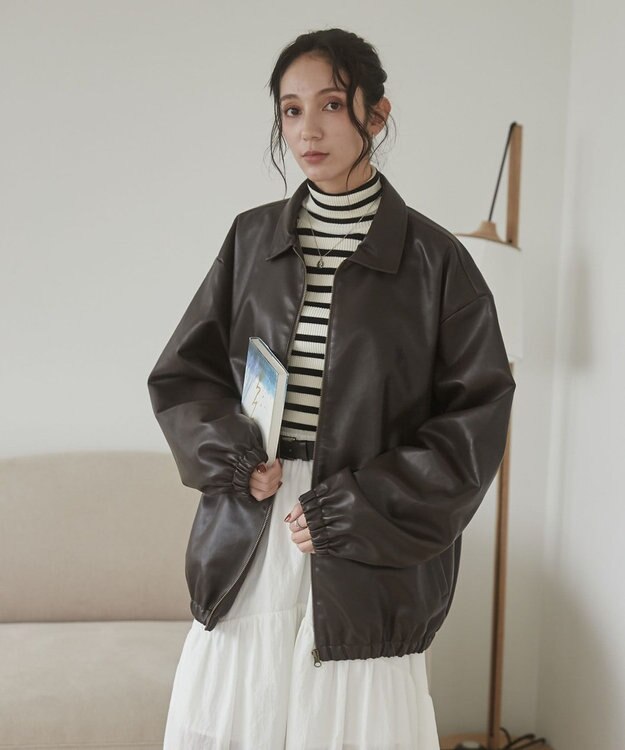 WEGO 【ユニセックス着用ITEM/MLサイズ展開】USPOLOフェイクレザージャケット ブラウン