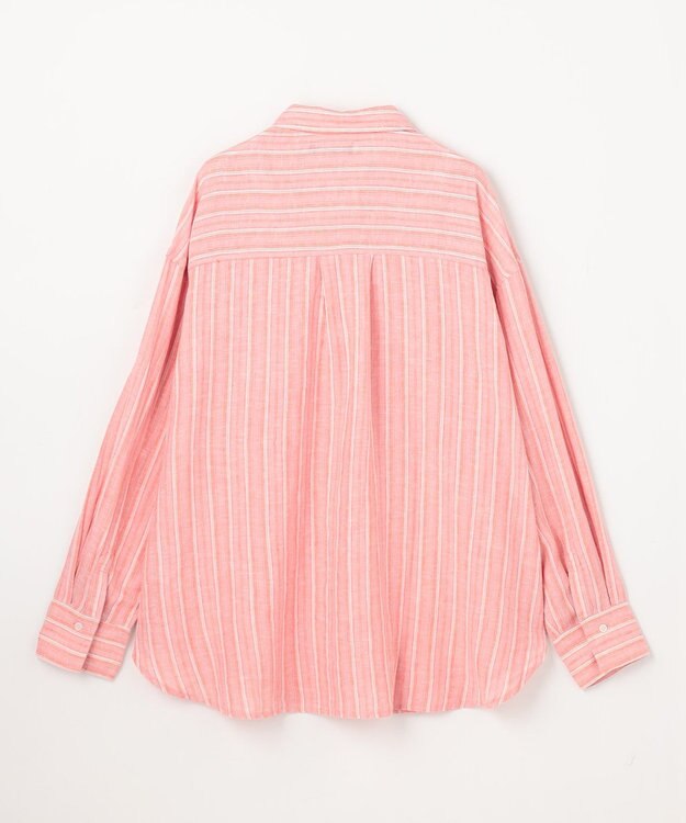ANY 【Sサイズあり】ヨーロピアンリネンオーバーシャツ コーラルストライプ